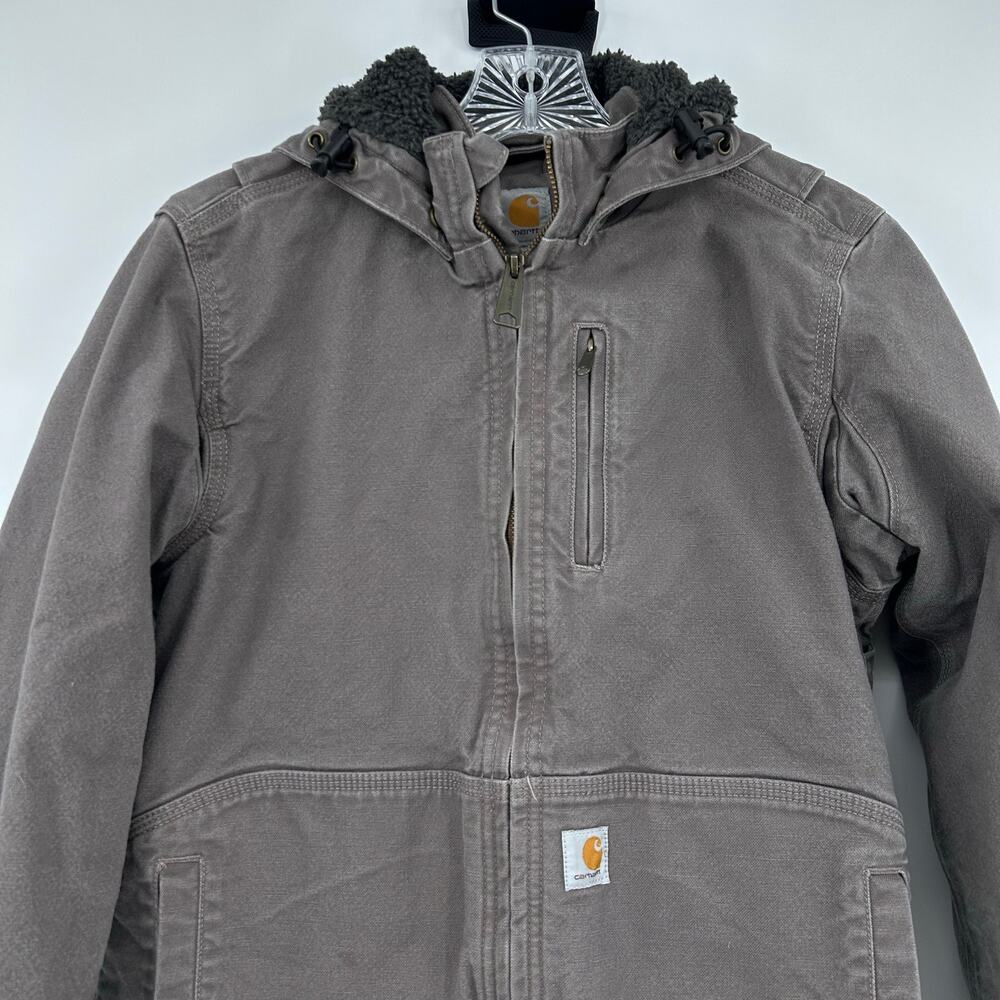 Carhartt Full Swing Caldwell Jacket Womens S Taupe Gray Sherpa Lined 102248 - Picture 4 of 12